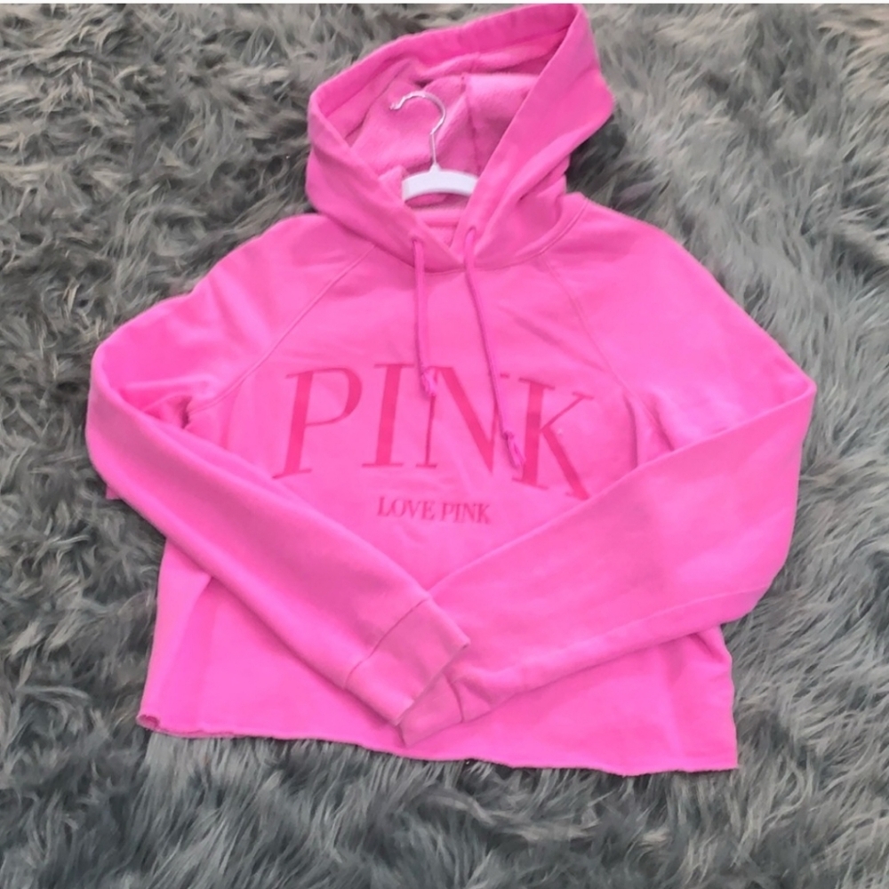 Victoria Secret PINK cropped style hoodie sz XS. Brighter pink